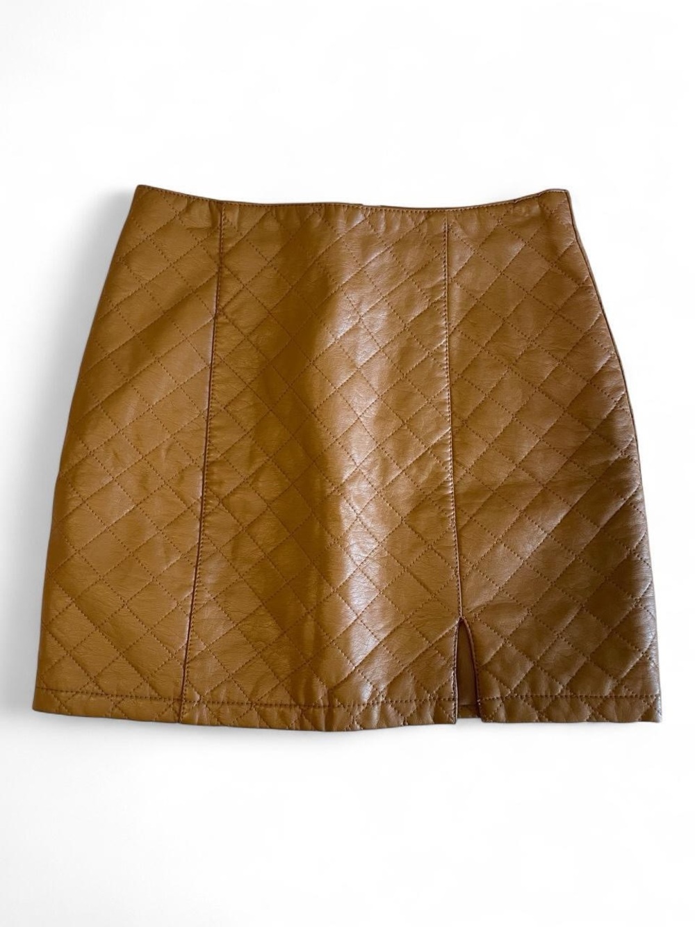 Forever 21 Brown Quilted Faux Leather Mini Skirt